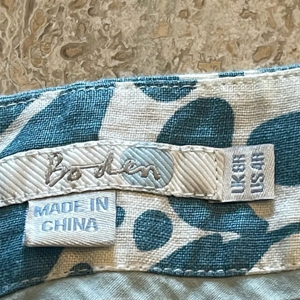 BODEN Women's 100% Linen A-line dress with pockets Blue white Size 4 Vee Neck - Picture 14 of 14